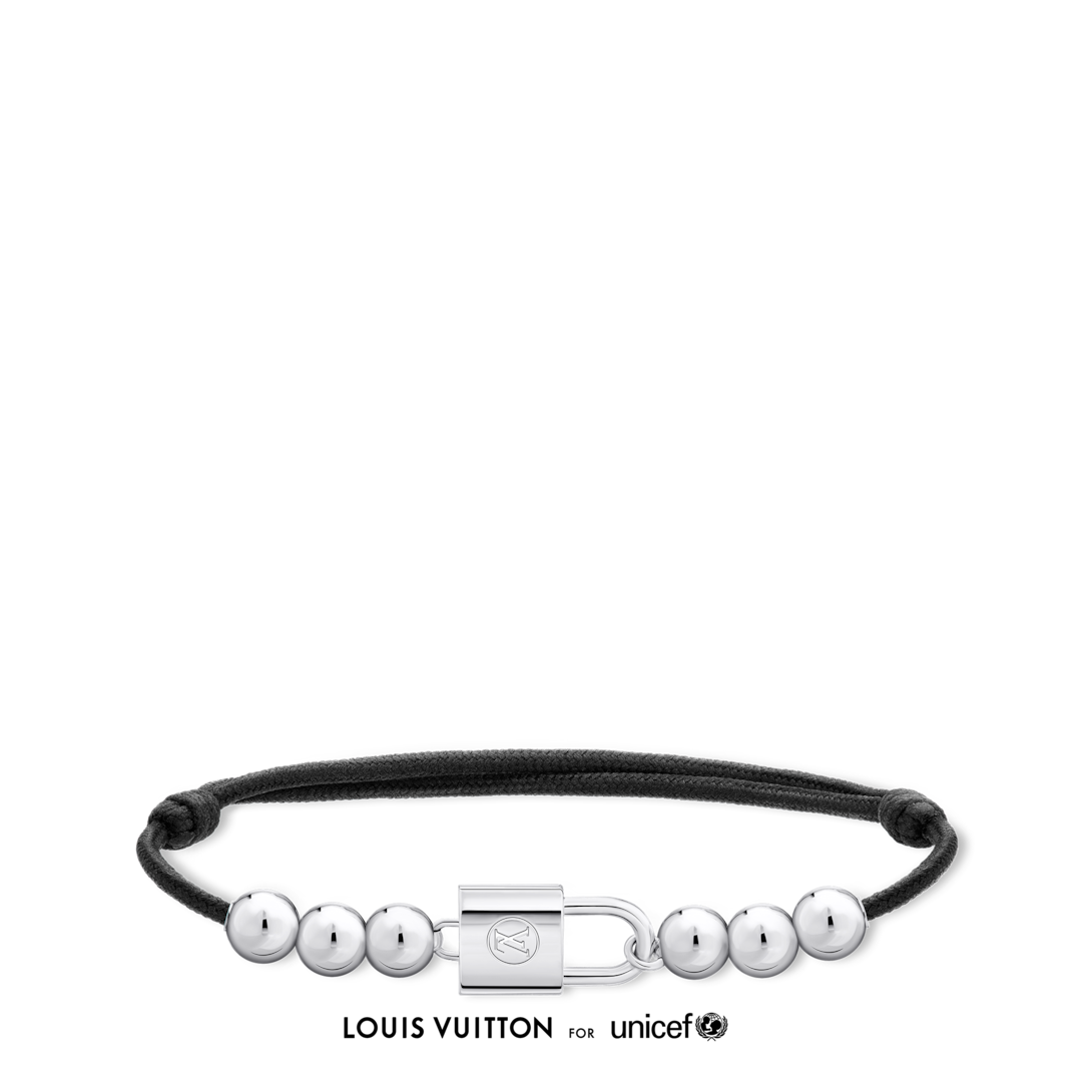 Silver Lockit Beads Bracelet, Sterling Silver and Polyester Cord